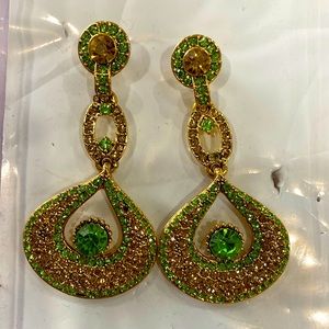 Brand new long earrings in parrot green